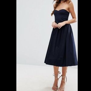 Women’s Strapless Sweetheart Neck Midi Dress Navy